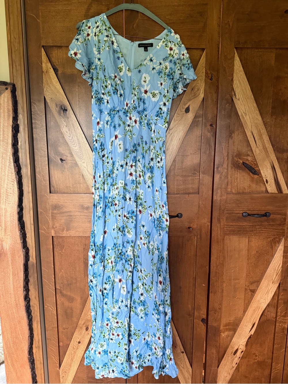 Banana Republic Light Blue Floral Maxi Dress